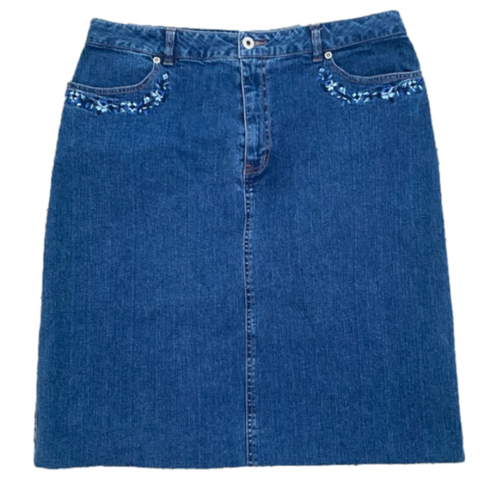 Northern Reflections Denim Embroidered Skirt Size 14